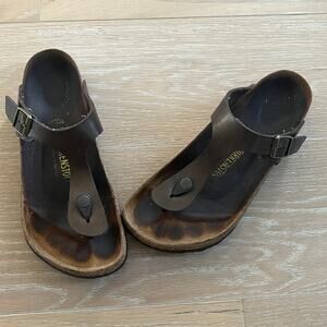 Birkenstock Gizeh Footwear Birko-Flor Leather Sandal T-Strap Buckle US 8.5 EU 39
